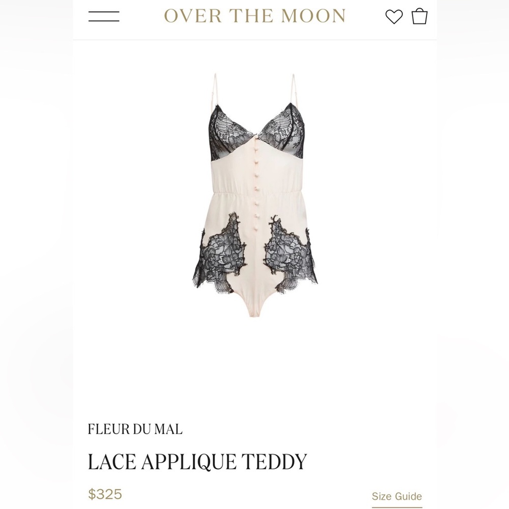 NWT FLEUR DU MAL SILK
LACE APPLIQUE TEDDY